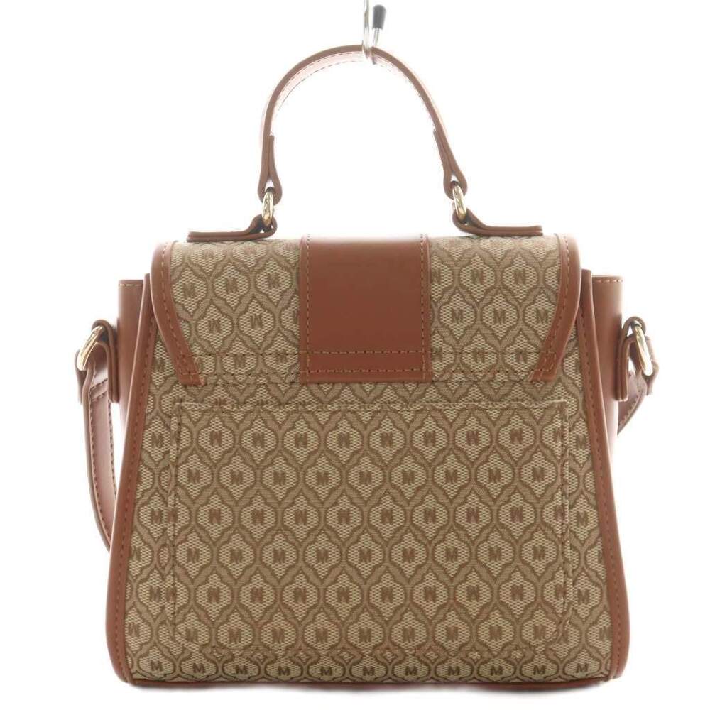 MOUSSY Handbag Shoulder Bag All over Turnlock Faux Leather Beige Brown